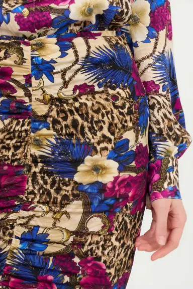 Roberto Cavalli Flower Leo Print Midi Skirt | Thumbnail 5