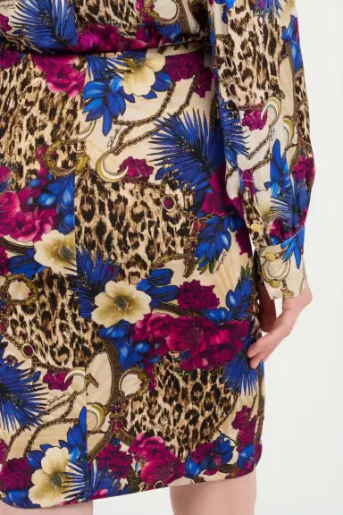 Roberto Cavalli Flower Leo Print Midi Skirt | Thumbnail 6
