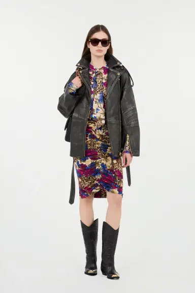 Roberto Cavalli Flower Leo Print Midi Skirt | Thumbnail 7