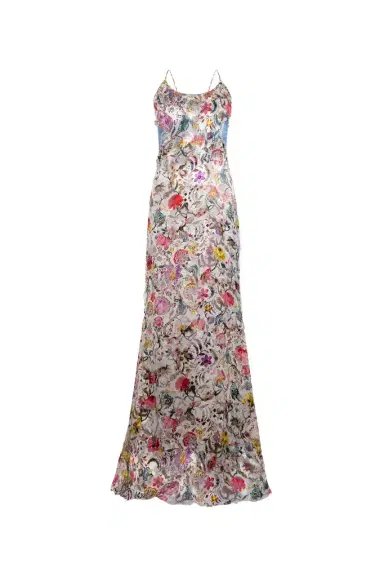 Roberto Cavalli AbitoLungo Silk Dress in Florentine Flowers Print | Thumbnail 1
