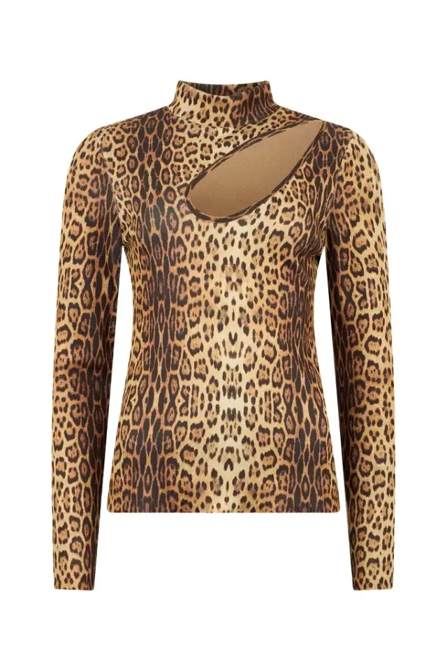 Roberto Cavalli Leopard Print Cut-Out Sweater