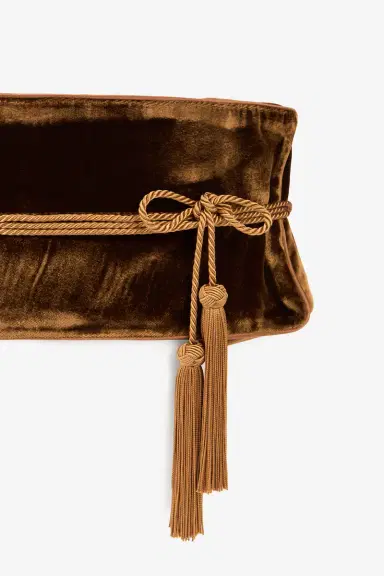 Roberto Cavalli Chocolate corset belt in velvet with tassels | Thumbnail 4