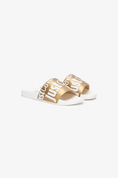 Roberto Cavalli Slides With Lettering And Golden Band | Thumbnail 2