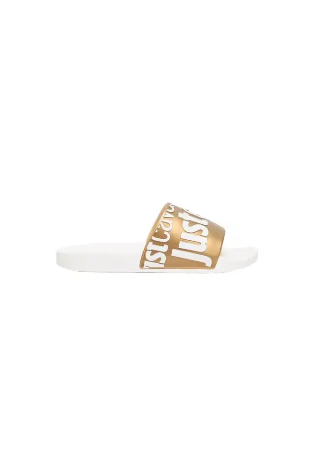 Roberto Cavalli Slides With Lettering And Golden Band