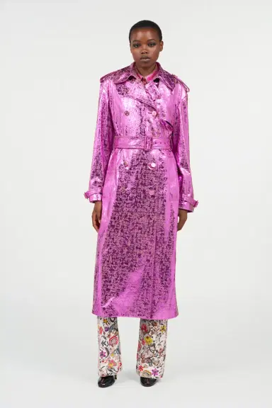 Roberto Cavalli Laminated Metallic-Effect Trench Coat | Thumbnail 2