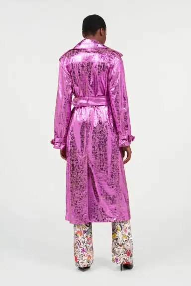 Roberto Cavalli Laminated Metallic-Effect Trench Coat | Thumbnail 3
