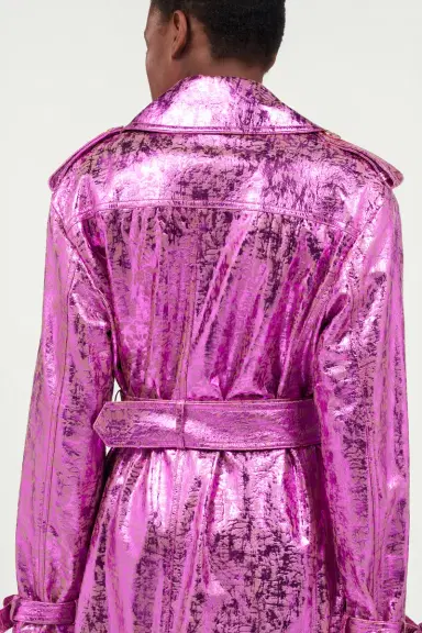 Roberto Cavalli Laminated Metallic-Effect Trench Coat | Thumbnail 6