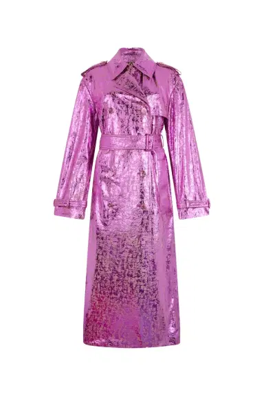 Roberto Cavalli Laminated Metallic-Effect Trench Coat | Thumbnail 1
