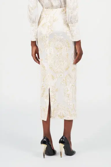 Roberto Cavalli Ornamental White Print Skirt | Thumbnail 3