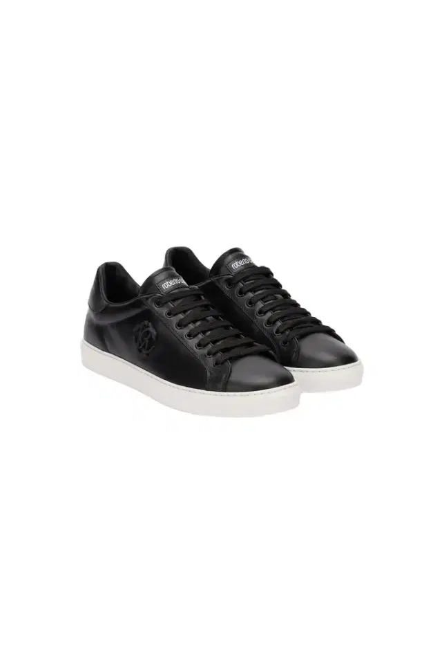 Roberto Cavalli Black Sneaker With Embossed Monogram RC