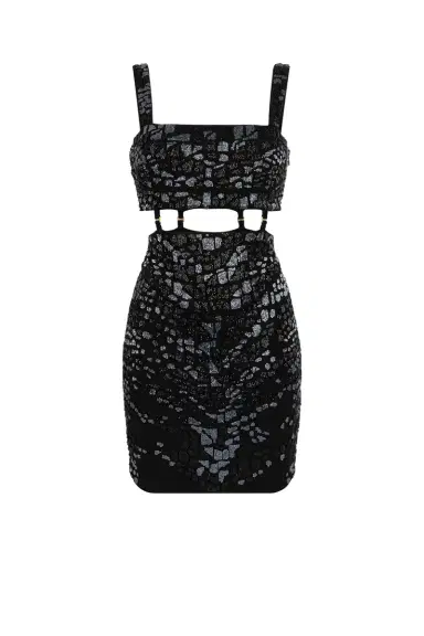 Roberto Cavalli Leopard Bead-Embellished Mini Dress | Thumbnail 1