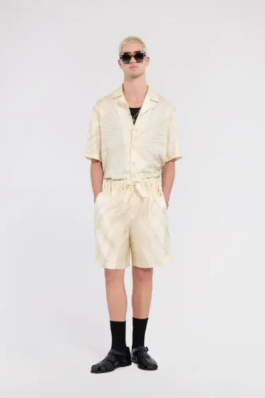 Roberto Cavalli Ray Of Gold Print Silk Shorts | Thumbnail 5