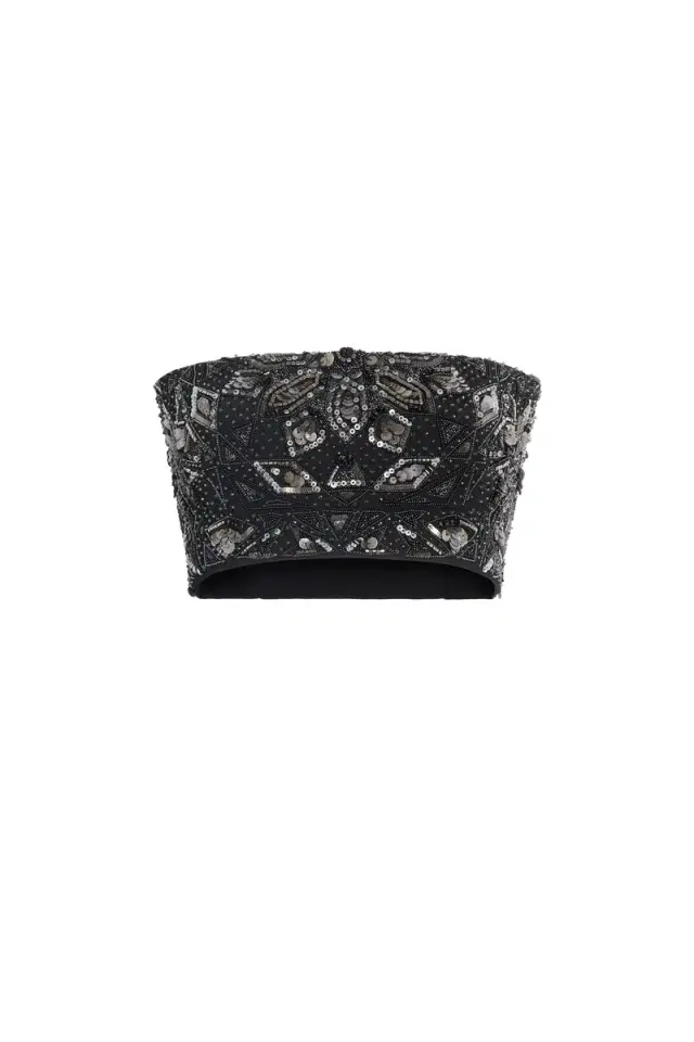 Roberto Cavalli Sequin embroidered crop top