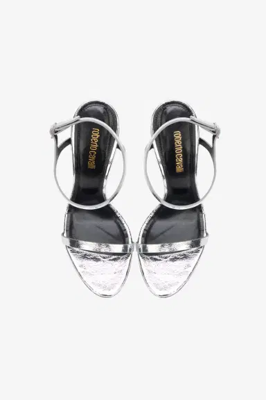 Roberto Cavalli Silver High Heel Sandal | Thumbnail 4 Roberto Cavalli Silver High Heel Sandal | Thumbnail 4