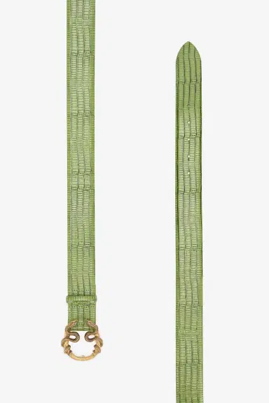 Roberto Cavalli Green Leather Belt With Snake Buckle | Thumbnail 2 Roberto Cavalli Green Leather Belt With Snake Buckle | Thumbnail 2