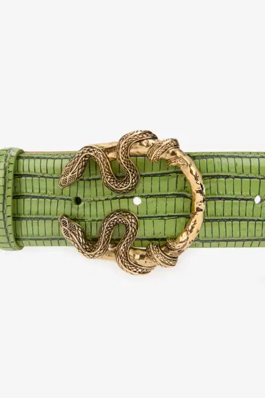Roberto Cavalli Green Leather Belt With Snake Buckle | Thumbnail 4 Roberto Cavalli Green Leather Belt With Snake Buckle | Thumbnail 4