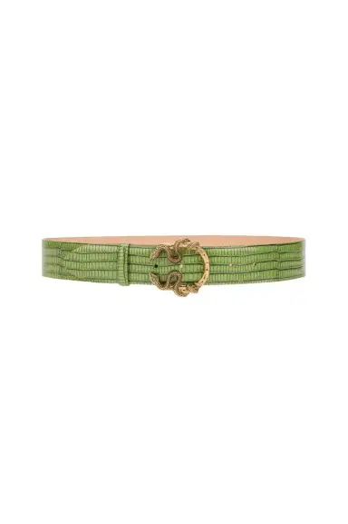 Roberto Cavalli Green Leather Belt With Snake Buckle | Thumbnail 1 Roberto Cavalli Green Leather Belt With Snake Buckle | Thumbnail 1