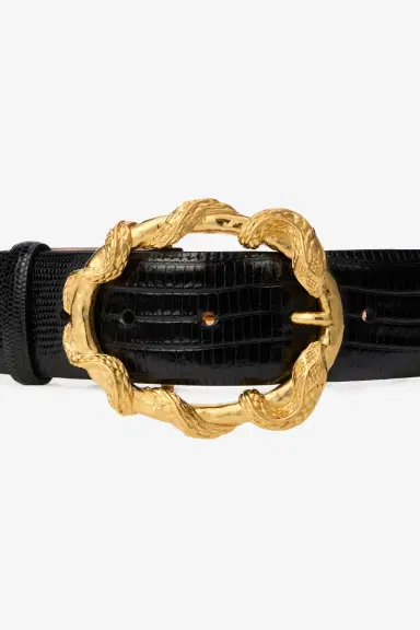 Roberto Cavalli Black Belt With Cobra Print And Snake Buckle | Thumbnail 4 Roberto Cavalli Black Belt With Cobra Print And Snake Buckle | Thumbnail 4