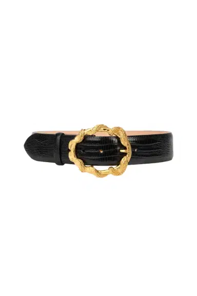 Roberto Cavalli Black Belt With Cobra Print And Snake Buckle | Thumbnail 1 Roberto Cavalli Black Belt With Cobra Print And Snake Buckle | Thumbnail 1