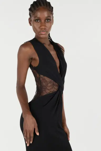 Roberto Cavalli Extra-Long Dress With Lace | Thumbnail 4