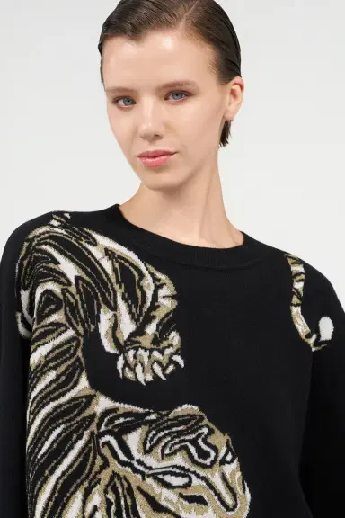 Roberto Cavalli Wool Sweater with Tiger Motif | Thumbnail 5 Roberto Cavalli Wool Sweater with Tiger Motif | Thumbnail 5