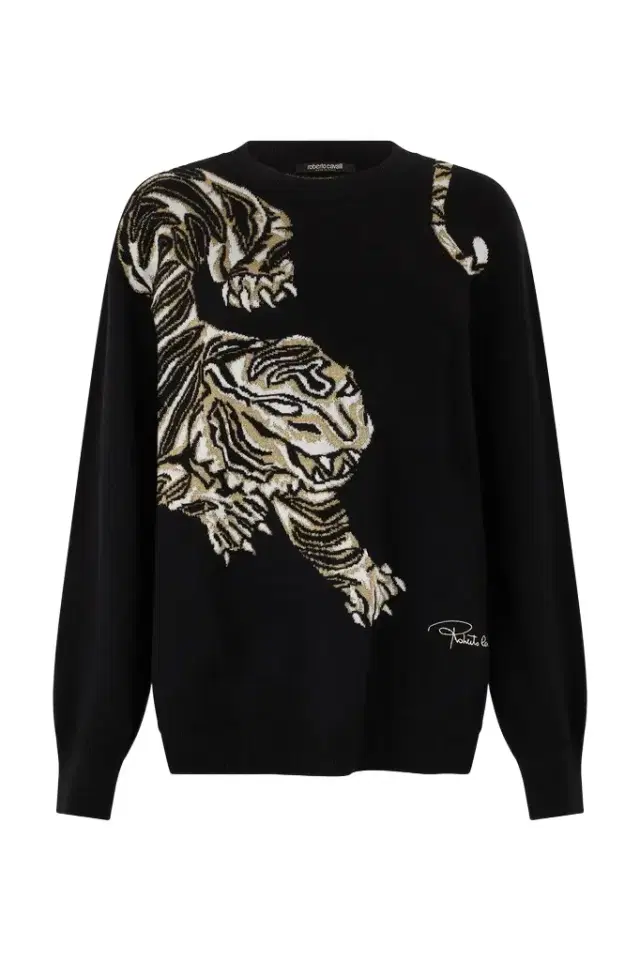 Wool Sweater with Tiger Motif