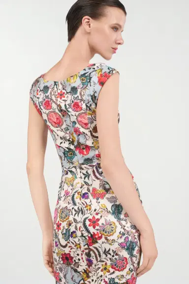 Roberto Cavalli Sheath Dress with Florentine Flowers Print | Thumbnail 6