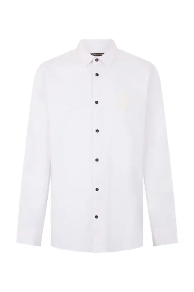 Roberto Cavalli White Shirt with Monogram RC Embroidery