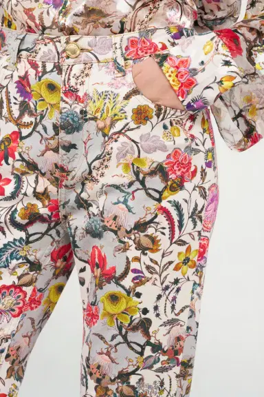 Roberto Cavalli Flared Pants with Florentine Flowers Print | Thumbnail 5