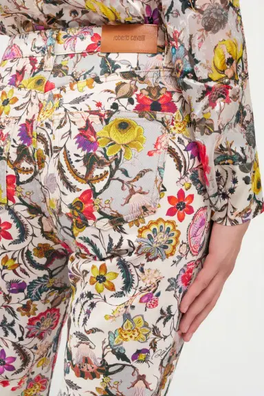 Roberto Cavalli Flared Pants with Florentine Flowers Print | Thumbnail 6