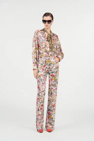 Roberto Cavalli Flared Pants with Florentine Flowers Print | Thumbnail 7
