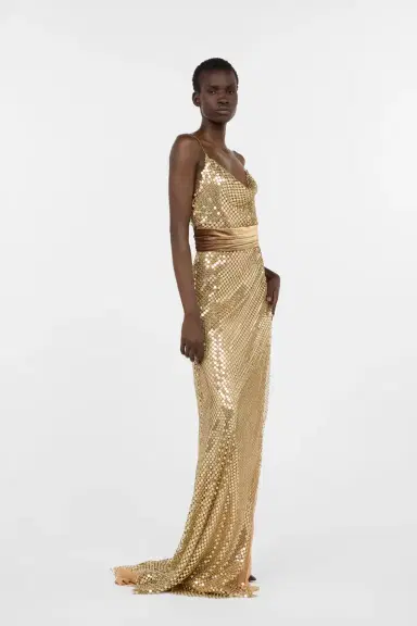 Roberto Cavalli Extra-long gold sequin gown | Thumbnail 2