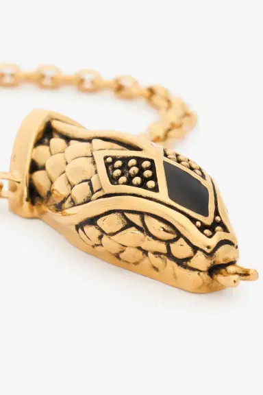 Roberto Cavalli Antiqued Gold and Black Necklace with Snake Head | Thumbnail 5