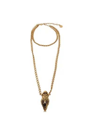 Roberto Cavalli Antiqued Gold and Black Necklace with Snake Head | Thumbnail 1