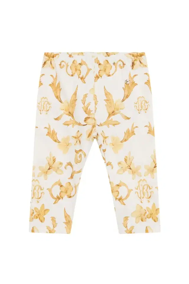 Roberto Cavalli Gold Arabesque Print Trousers