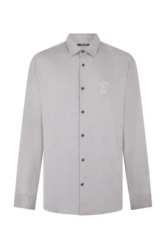 Roberto Cavalli Grey Shirt with Monogram RC Embroidery