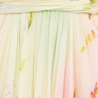 Roberto Cavalli Long Chiffon Dress with Miami Flowers Print | Thumbnail 4