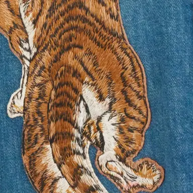 Roberto Cavalli Denim Shirt with Tiger Embroidery | Thumbnail 4