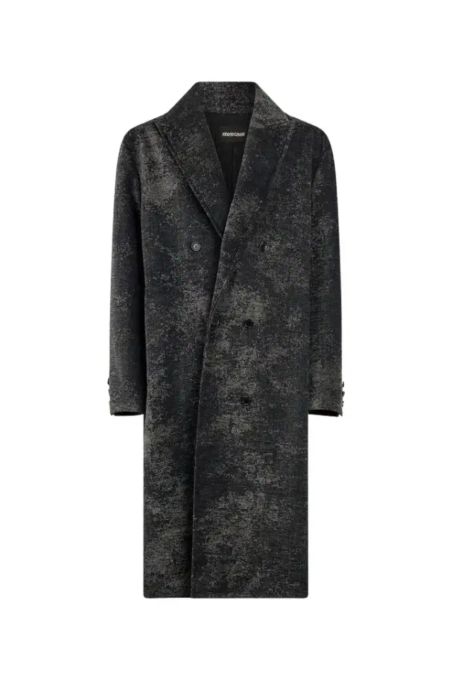 Double-Breasted Coat with Distressed Effect