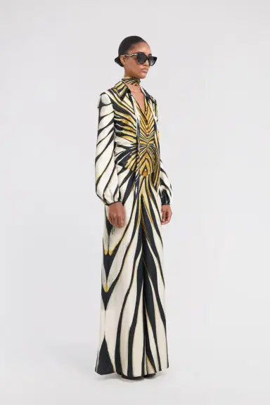 Roberto Cavalli Ray Of Gold Print Silk Jumpsuit | Thumbnail 2