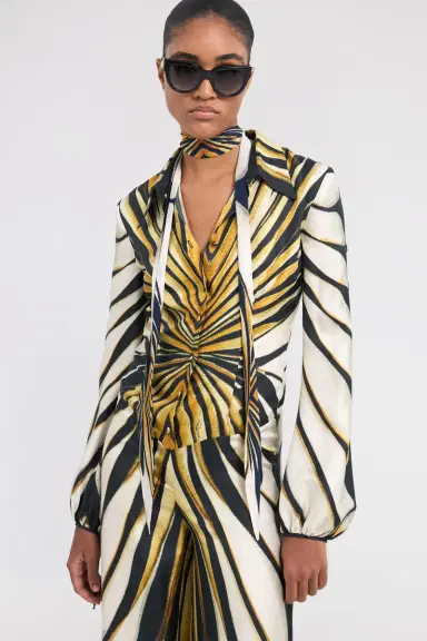 Roberto Cavalli Ray Of Gold Print Silk Jumpsuit | Thumbnail 4