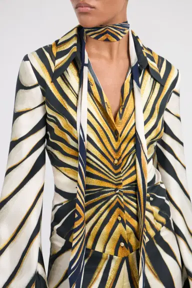 Roberto Cavalli Ray Of Gold Print Silk Jumpsuit | Thumbnail 5