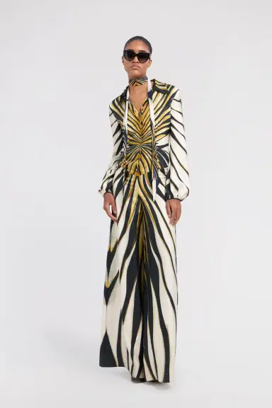 Roberto Cavalli Ray Of Gold Print Silk Jumpsuit | Thumbnail 6