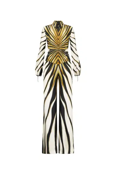 Roberto Cavalli Ray Of Gold Print Silk Jumpsuit | Thumbnail 1