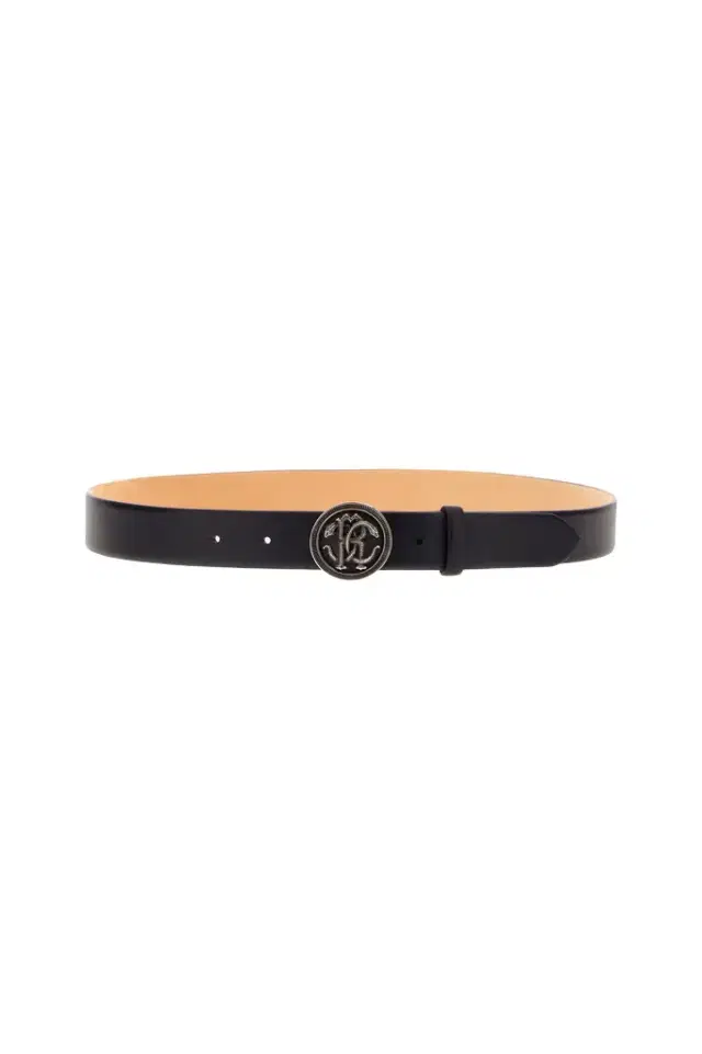 Roberto Cavalli Leather Belt with Logo RC Buckle