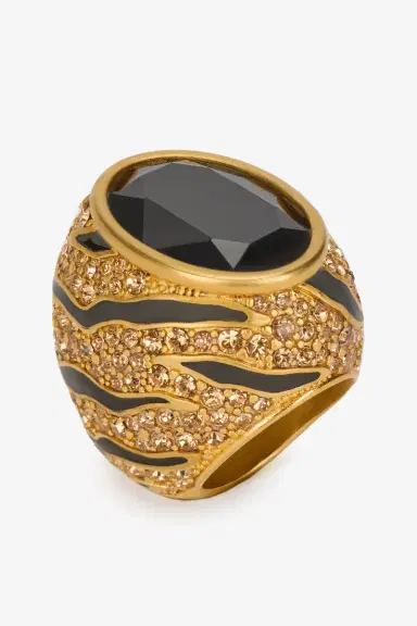 Roberto Cavalli Cocktail Ring With Crystals And Tiger Skin Pattern | Thumbnail 3 Roberto Cavalli Cocktail Ring With Crystals And Tiger Skin Pattern | Thumbnail 3