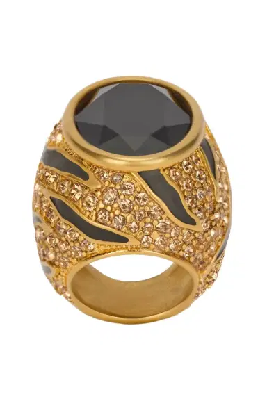 Roberto Cavalli Cocktail Ring With Crystals And Tiger Skin Pattern | Thumbnail 1 Roberto Cavalli Cocktail Ring With Crystals And Tiger Skin Pattern | Thumbnail 1