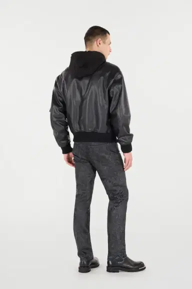 Roberto Cavalli Leather Bomber Jacket With Hood | Thumbnail 3 Roberto Cavalli Leather Bomber Jacket With Hood | Thumbnail 3