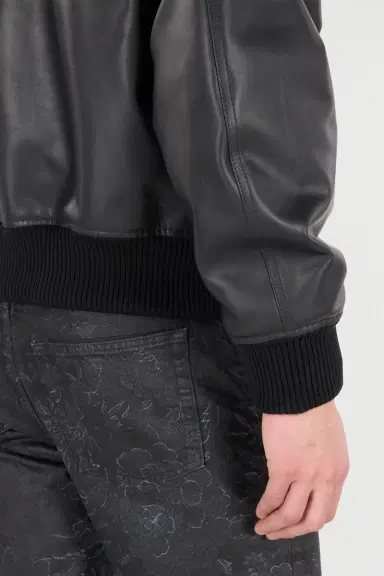 Roberto Cavalli Leather Bomber Jacket With Hood | Thumbnail 5 Roberto Cavalli Leather Bomber Jacket With Hood | Thumbnail 5