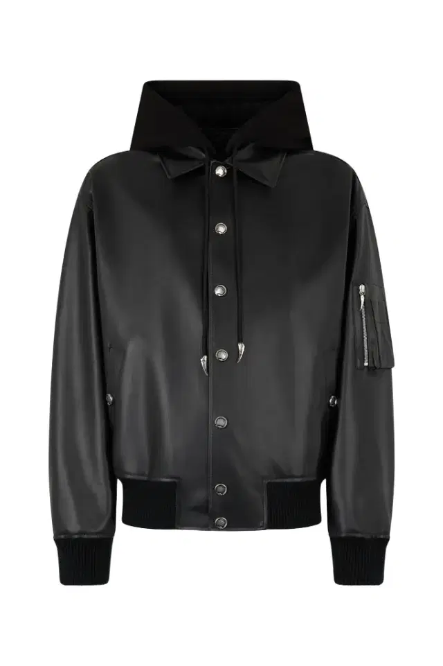 Roberto Cavalli Leather Bomber Jacket With Hood
